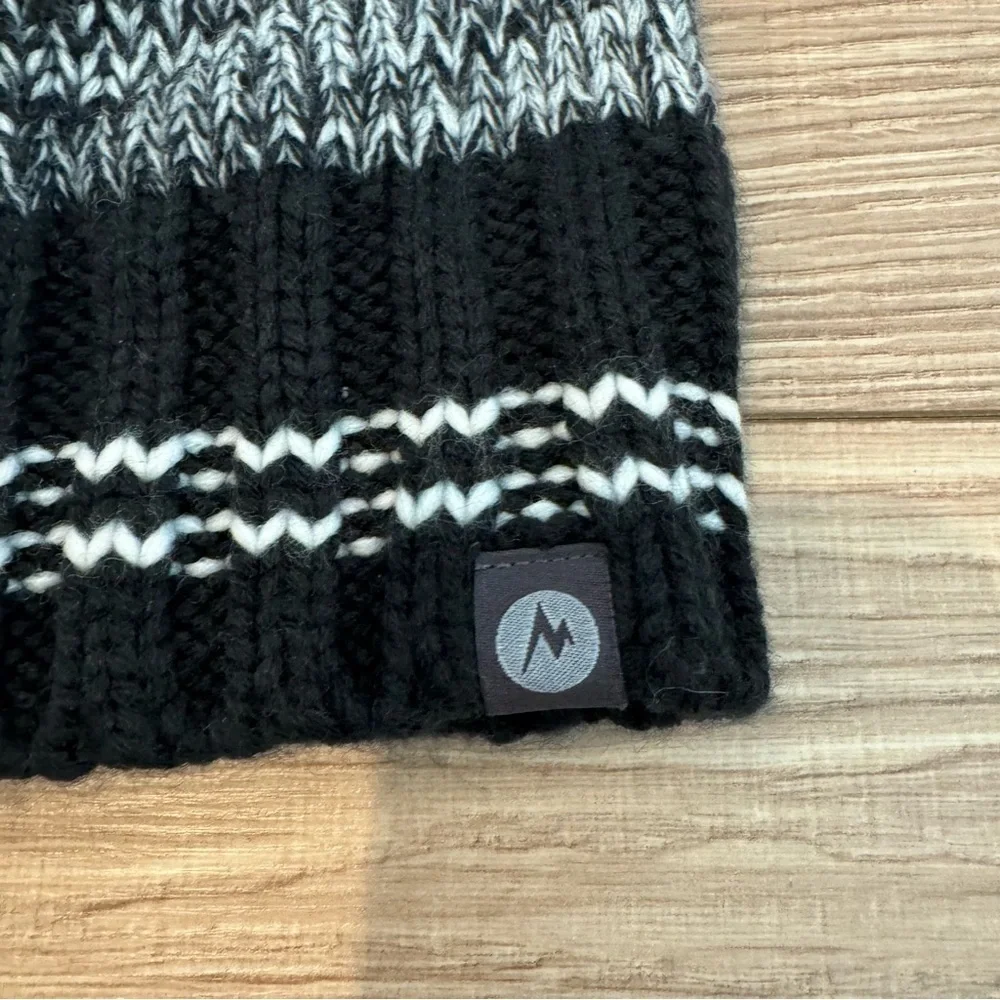 Marmot Black Gray Knit Beanie Winter Hat Unisex Outdoor Hiking