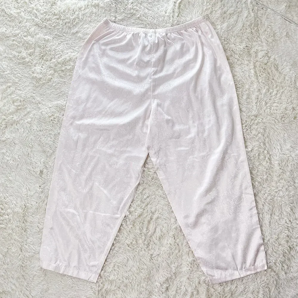 Vintage 90s Jaclyn Smith Pale Pink Satin Pajamas Plus Size XL 2X