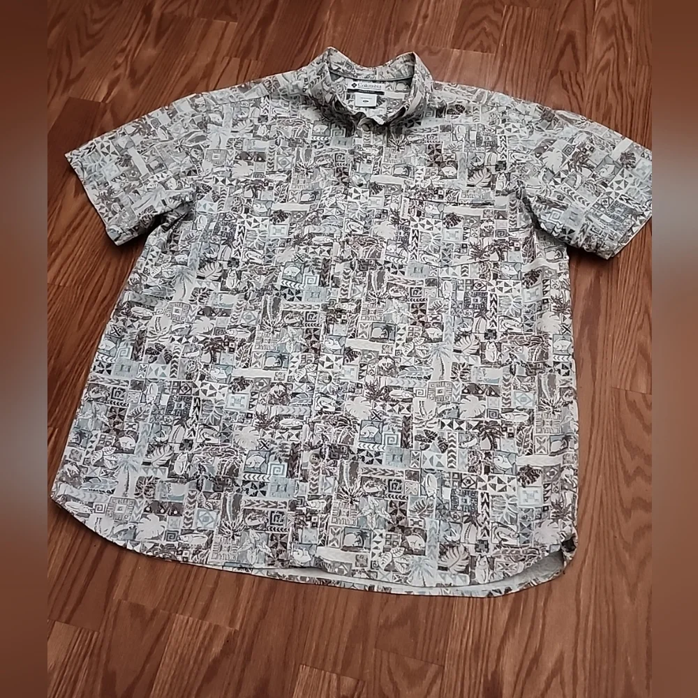 Columbia button down short‎ sleeve shirt xl cotton 1 pocket