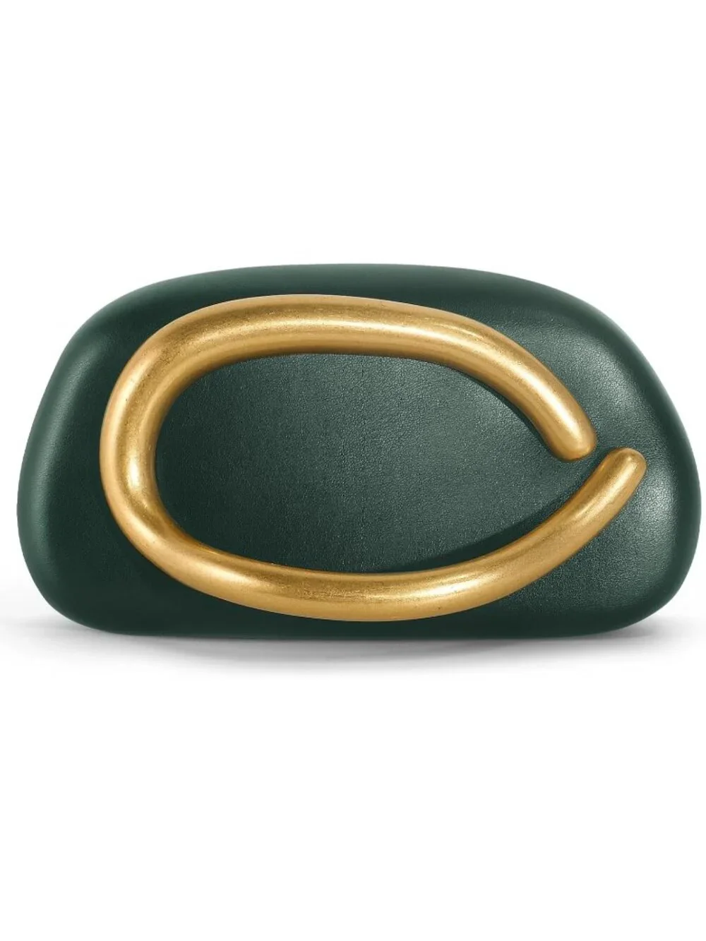👜Women's Leather Dark Green Acrylic Clutch Gold Handle Evening Bag Party
