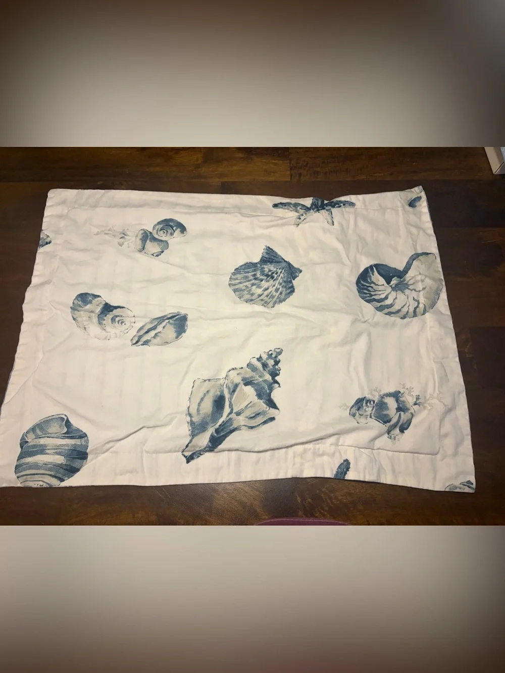 Coastal Shell Printed Pillow Sham in Blue & White