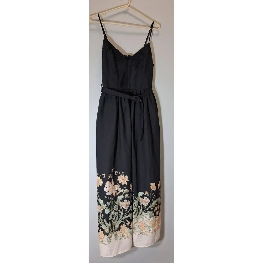 En saison womens medium maxi dress floral pink black boho sweetheart neckline