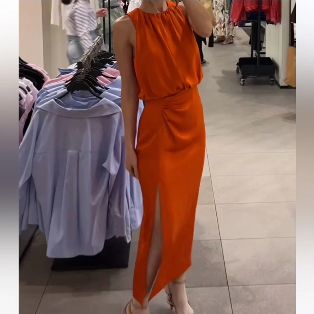 Zara orange gathered
