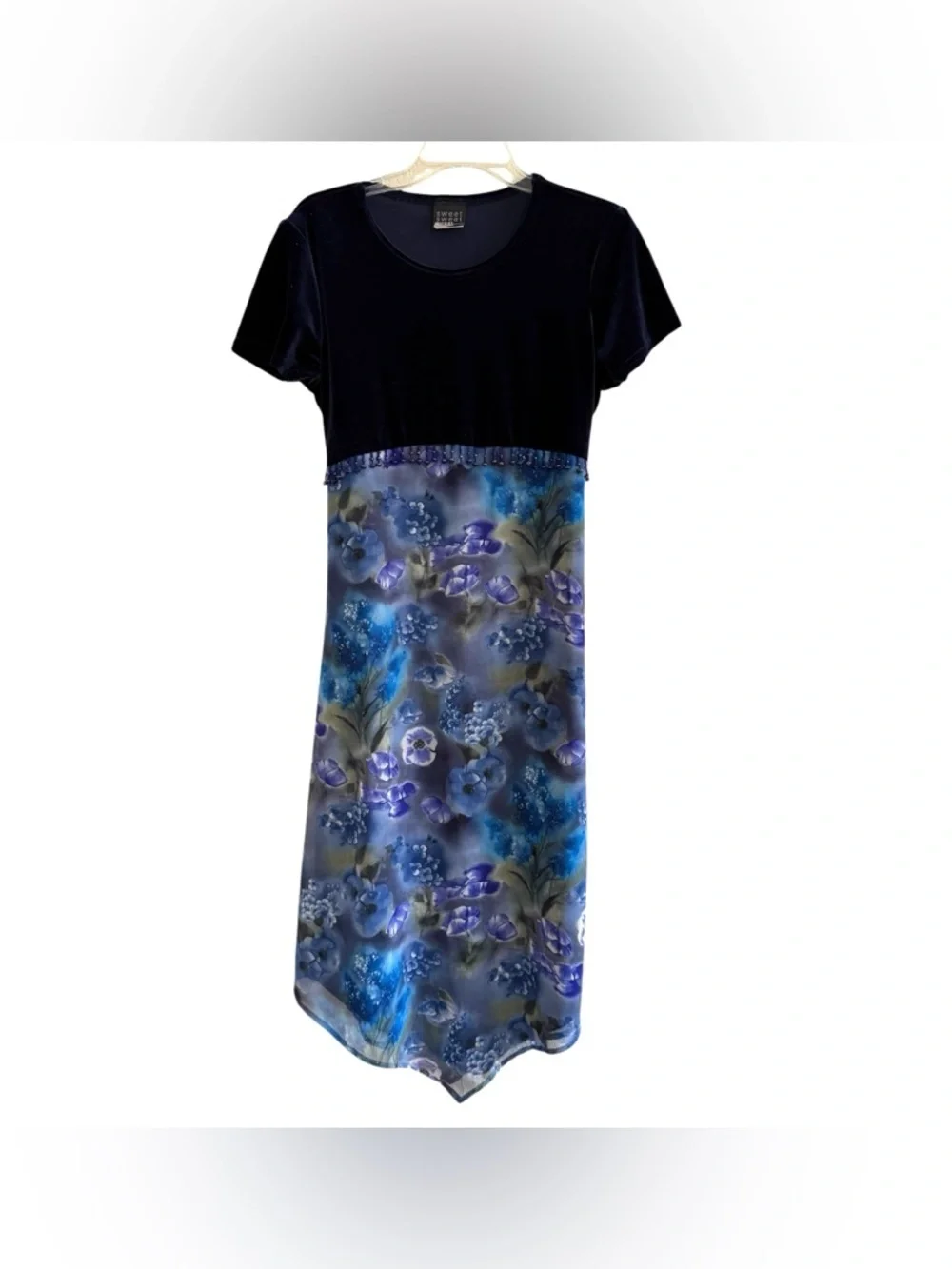 VTG Sweet Sweet Sweet Soda Whimsigoth Blue Purple Floral Slip Dress Mix Media S
