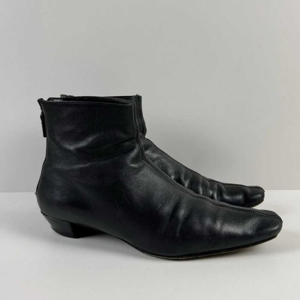 GUCCI Black Ankle‎ Boots Size 9B Heeled Leather Booties Alfa Vtg 90s