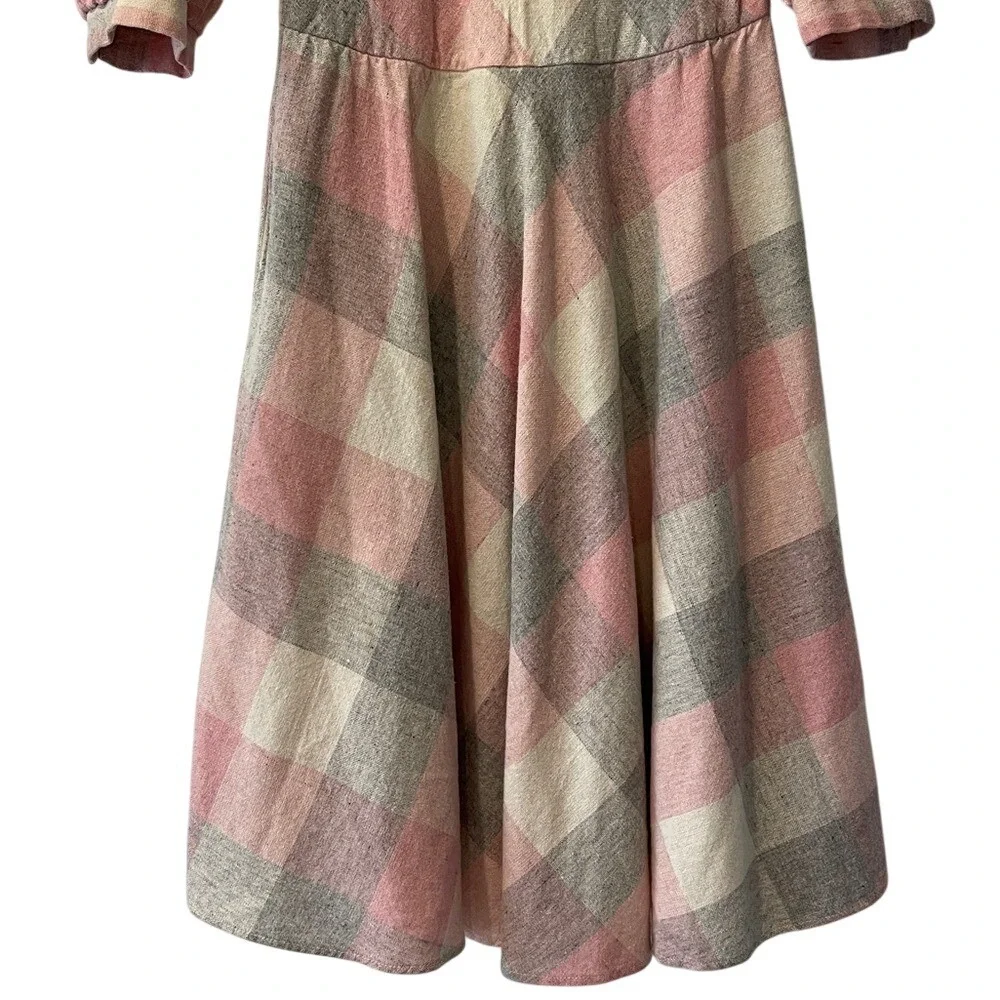 Pea Patch New York Vintage Pink‎ plaid Dress XS Small