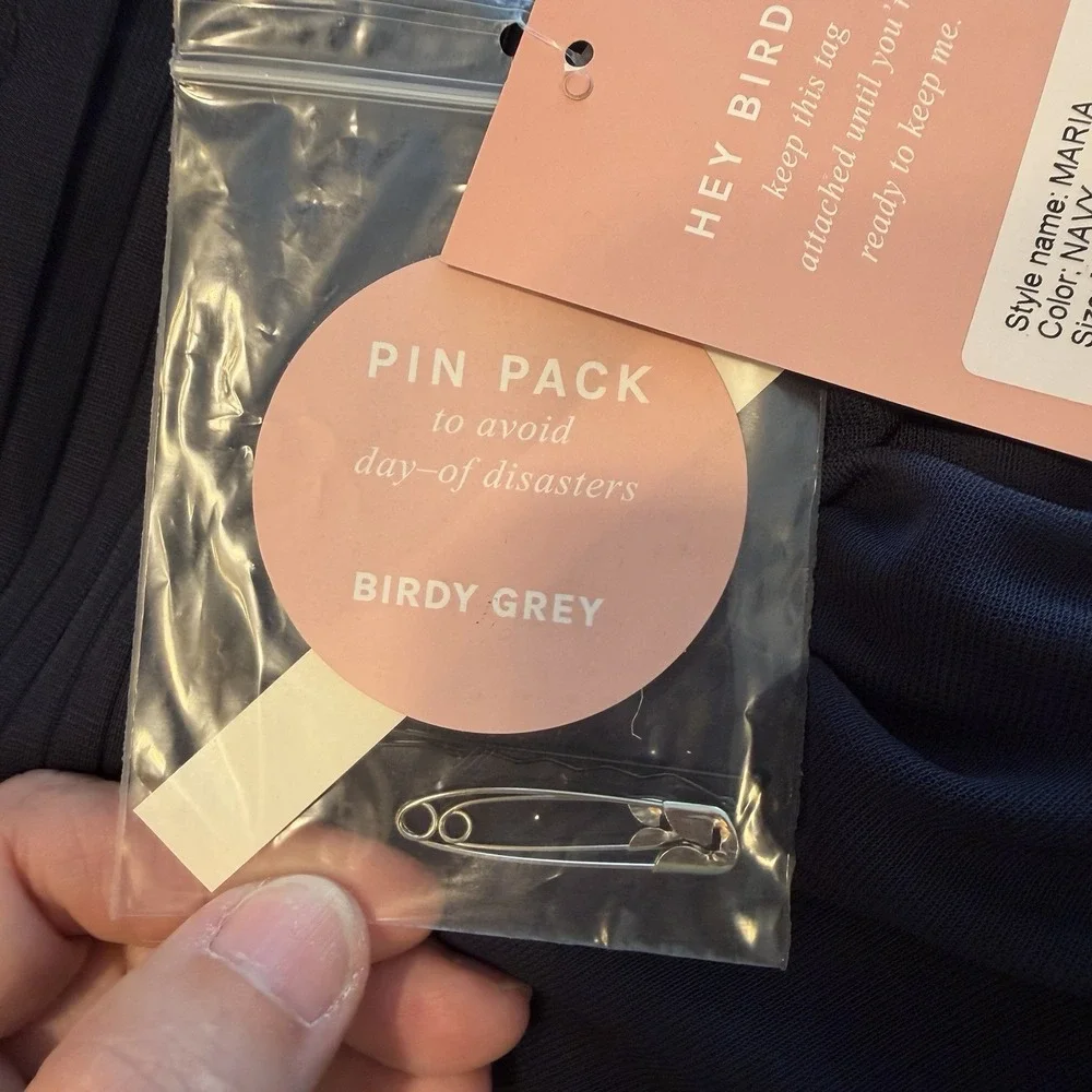 NWT Birdy Grey‎ Prom Bridesmaid Dress Maria Navy Blue MED Chiffon Formal Wedding
