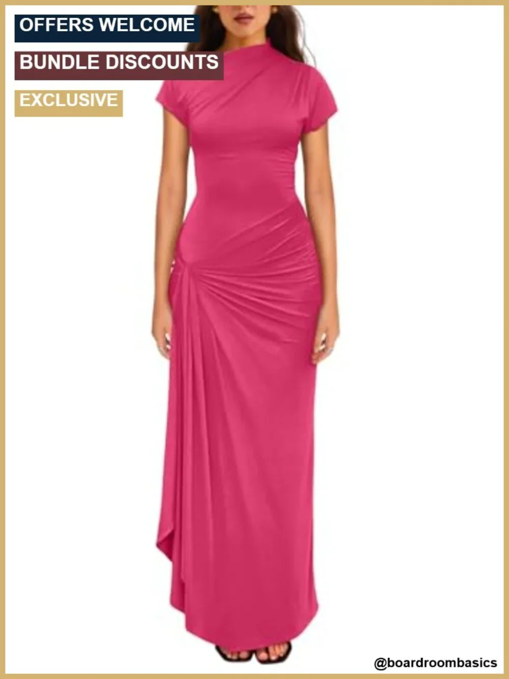 Women's Short Sleeve Ruched Split Maxi Dress Bodycon Party