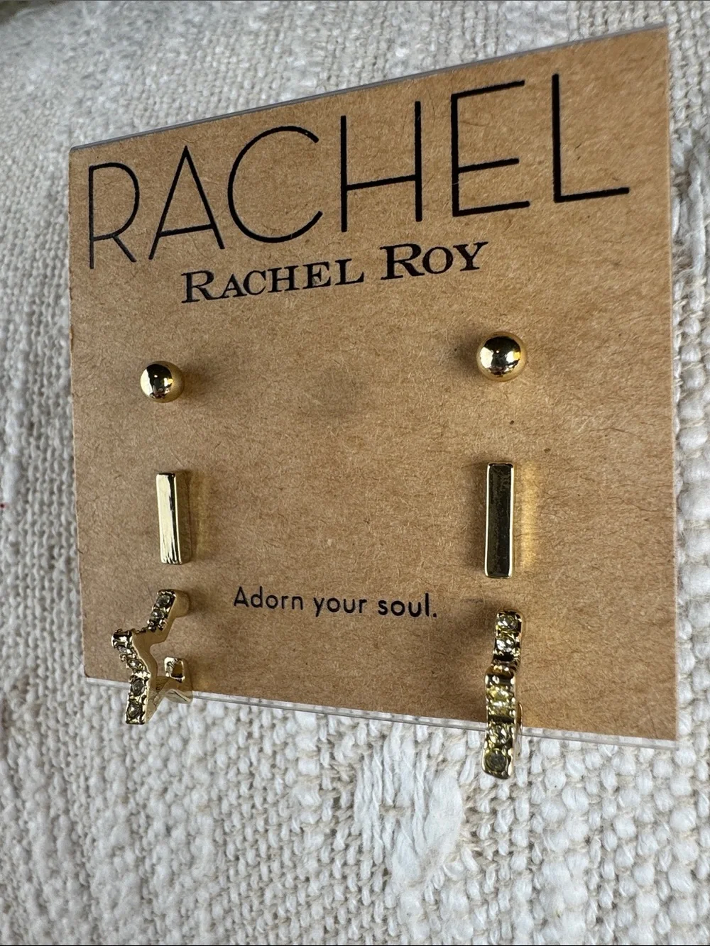 0552-Rachel‎ Roy Gold Earring Set - 3 Pairs