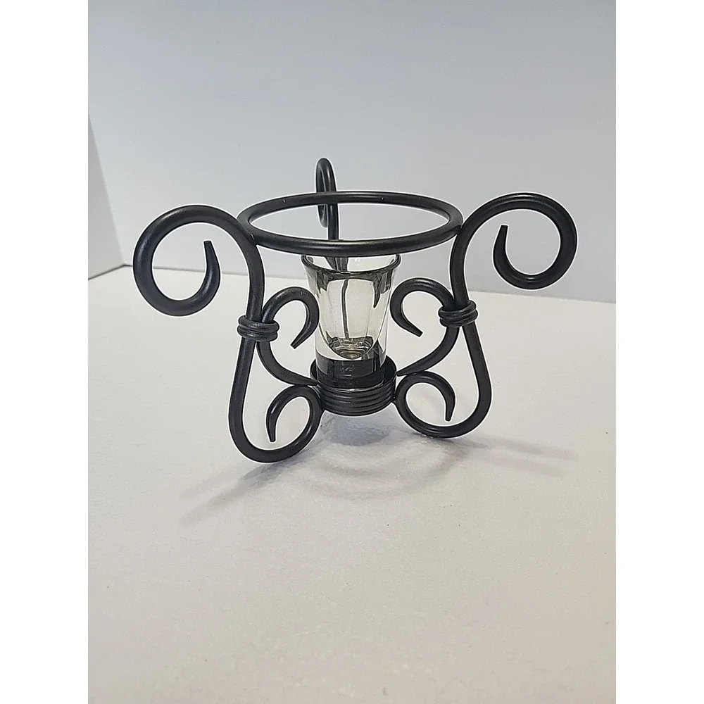 Party Light Wrought Iron Candle Or Wax Melting Base‎ Decorative Scroll Accents