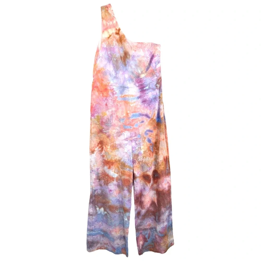 Princess Polly Size 0 Jumpsuit Handmade Tie Dye One Shoulder Wide Leg 988‎