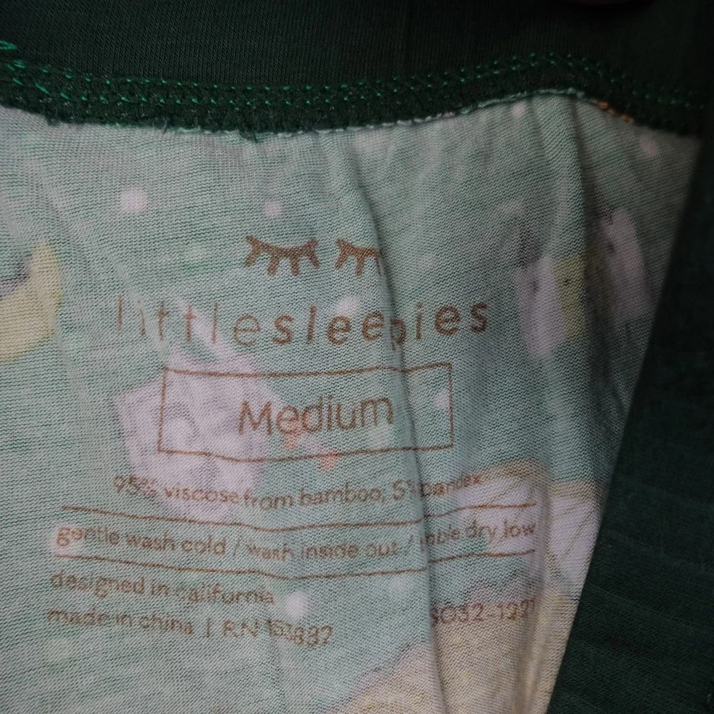 Little‎ Sleepies PJ Pants Womens M Bamboo Blue Disney Mickey Green Dragon 2 Pair