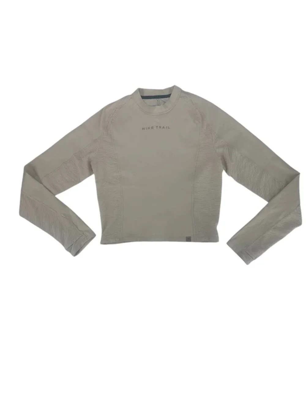Nike Shirt Medium Beige Trail Dri-Fit Cropped Long Sleeve Running Gorpcore Top