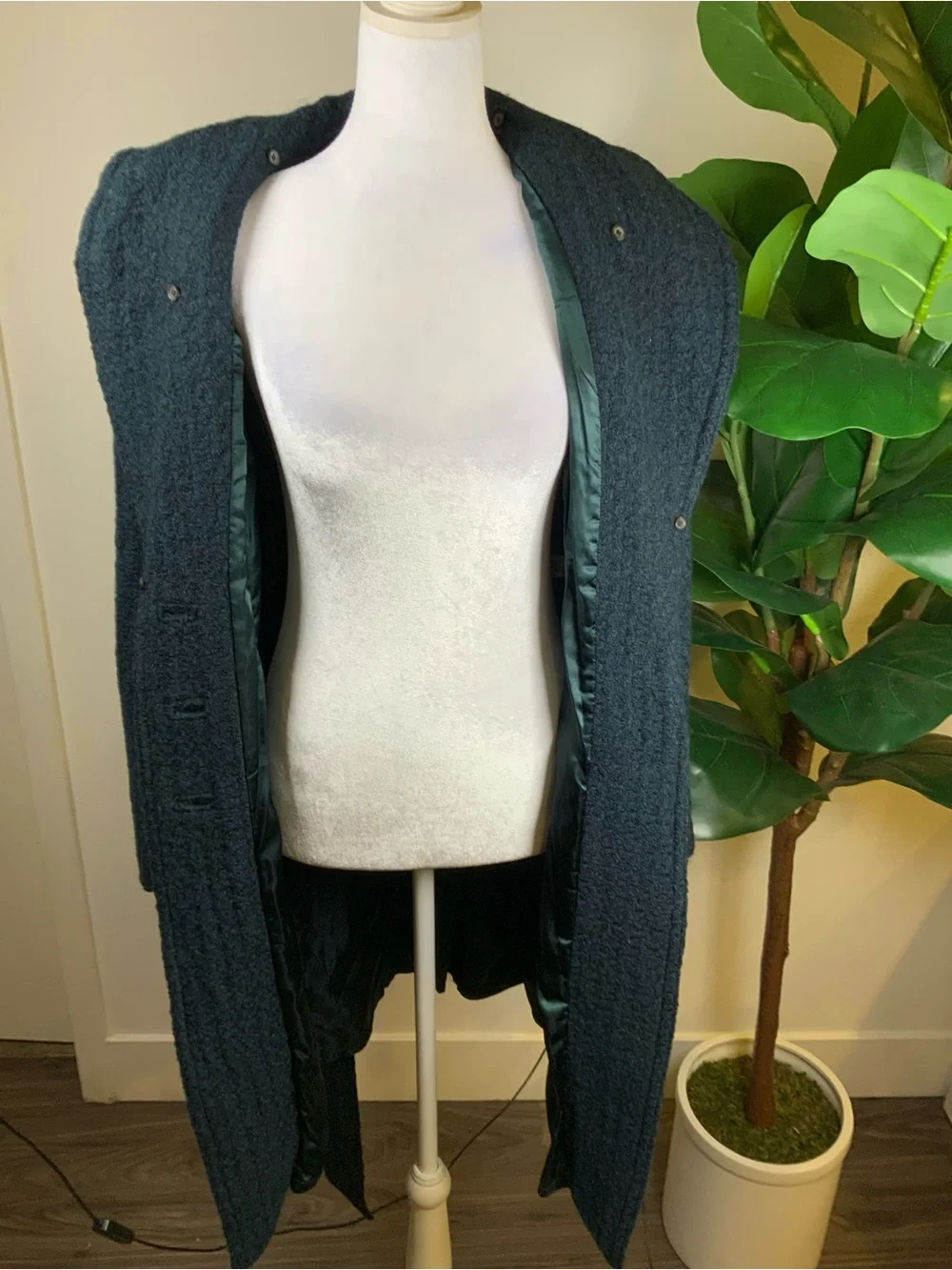 Banana Republic Dark Teal Shawl Collar Belted Trench Coat