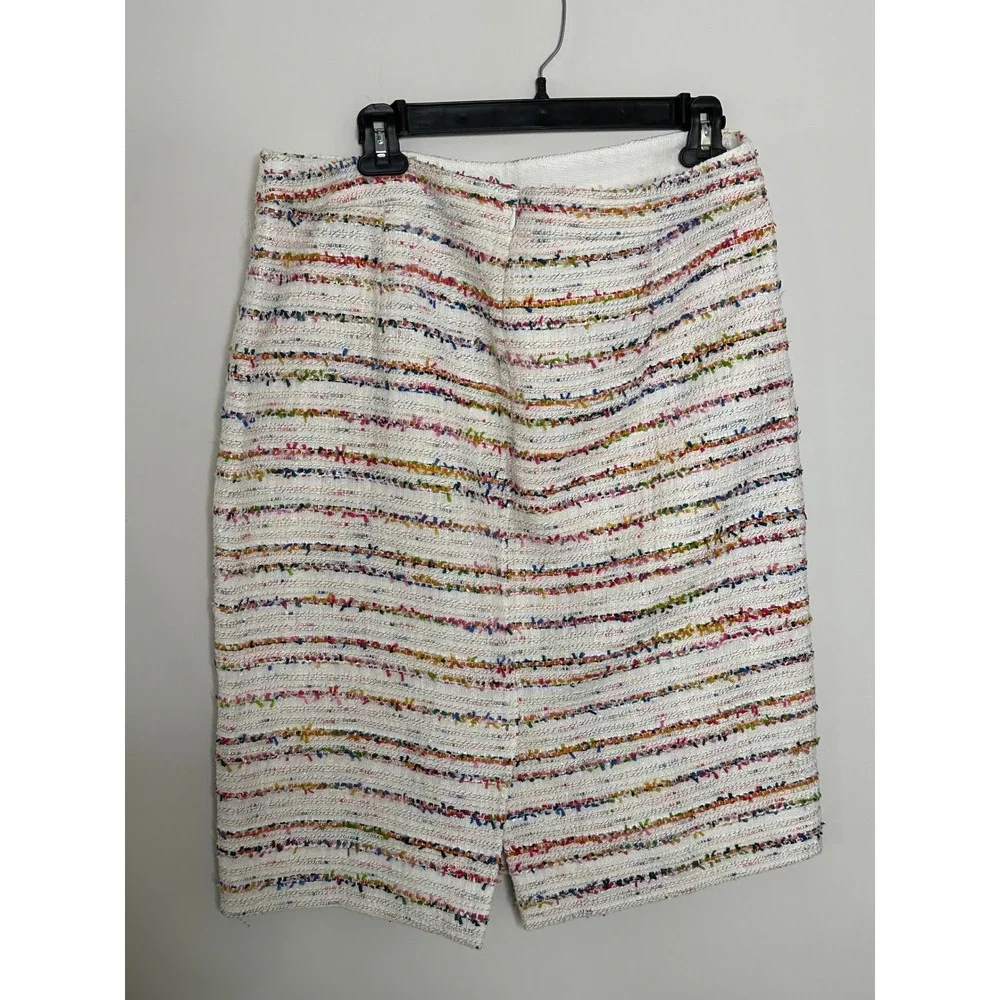 J. Crew Tweed Blazer Jacket Multicolor Striped Collarless Size‎ 14