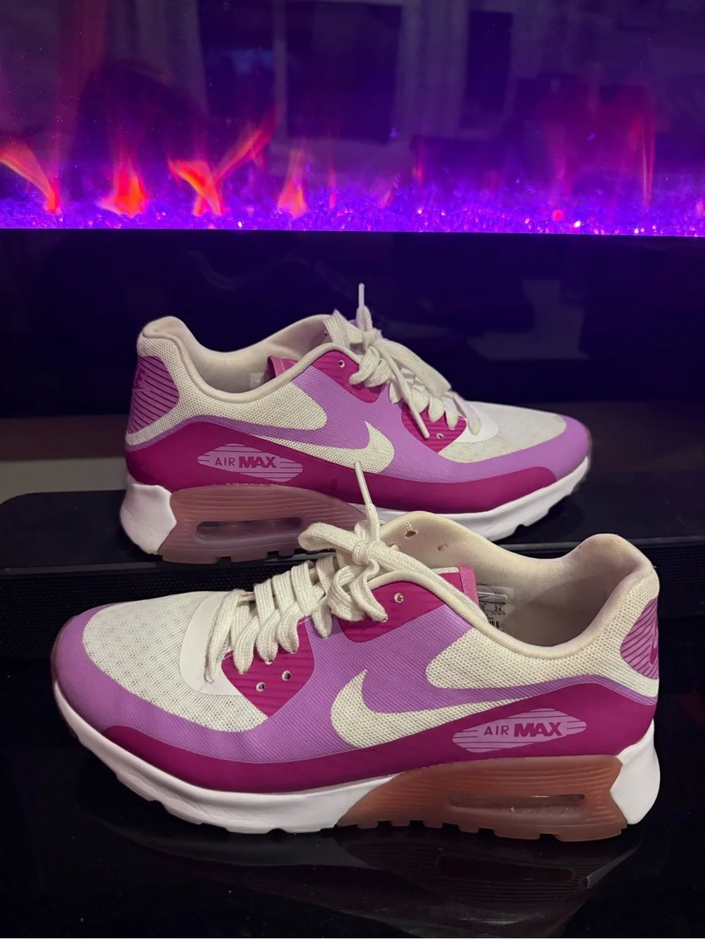 Nike Women's Pink and White Air Max Sneakers