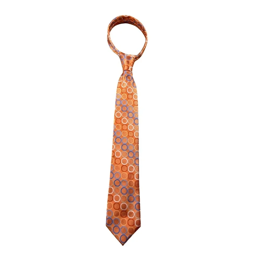 Michael Kors Tie Men Orange Circles Polka Dot Geometric Designer Business Office