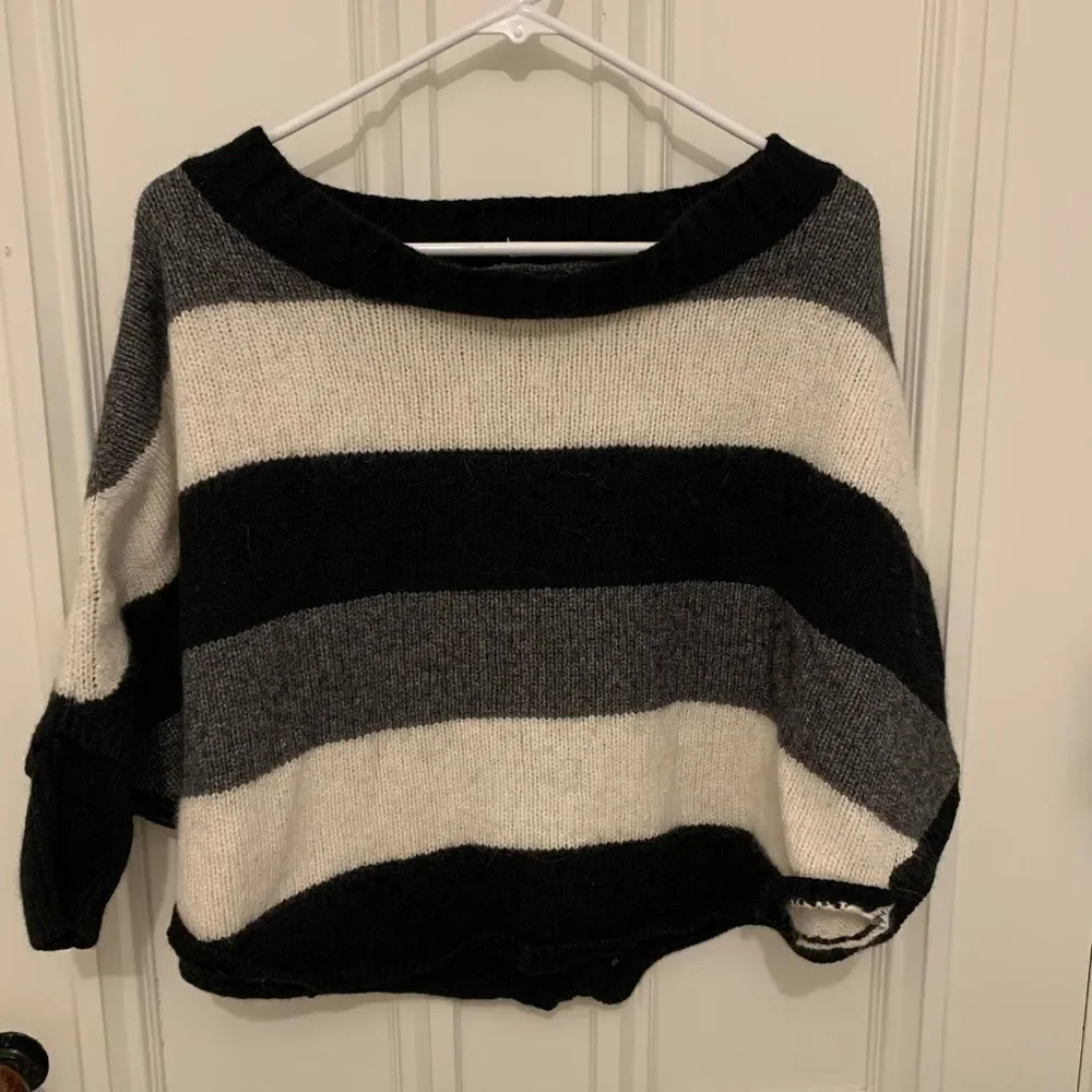 Loft  black/gray/cream dolman sweater small