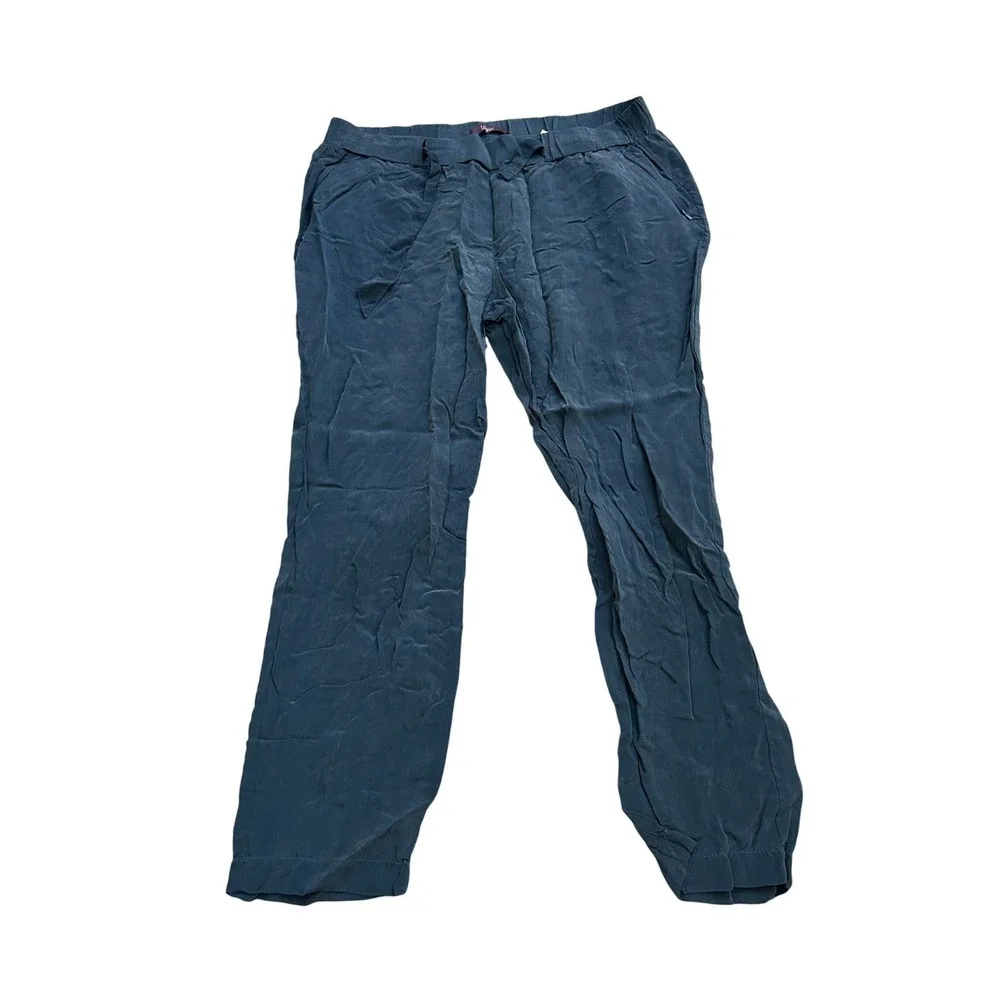 Laurel Cupro Tapered Trousers Womens Size‎ 10 Blue Excellent Elastic Waist Tie