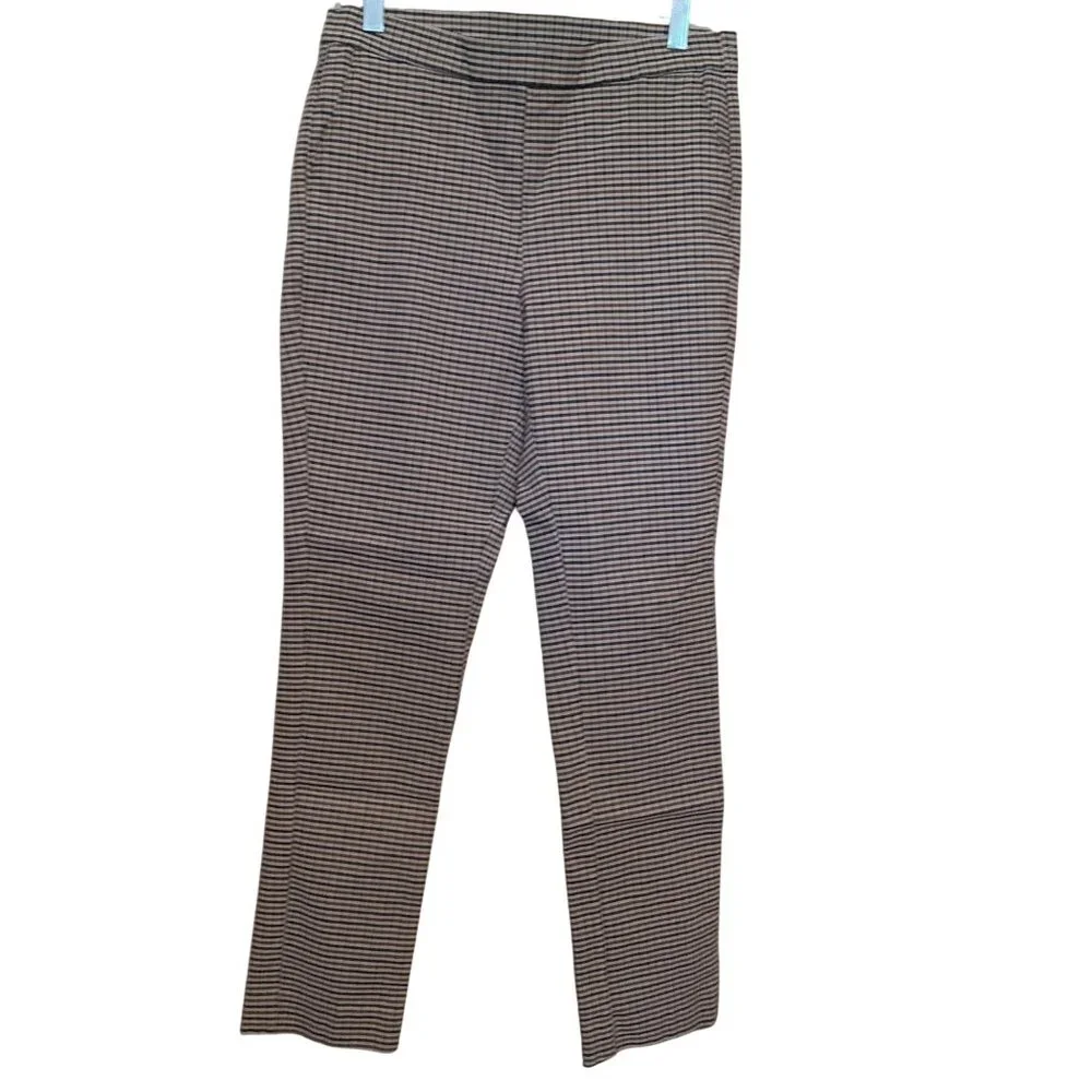 Anne Klein Houndstooth Tapered Skinny Pull On Dress Pants Womens M‎ Preppy Retro