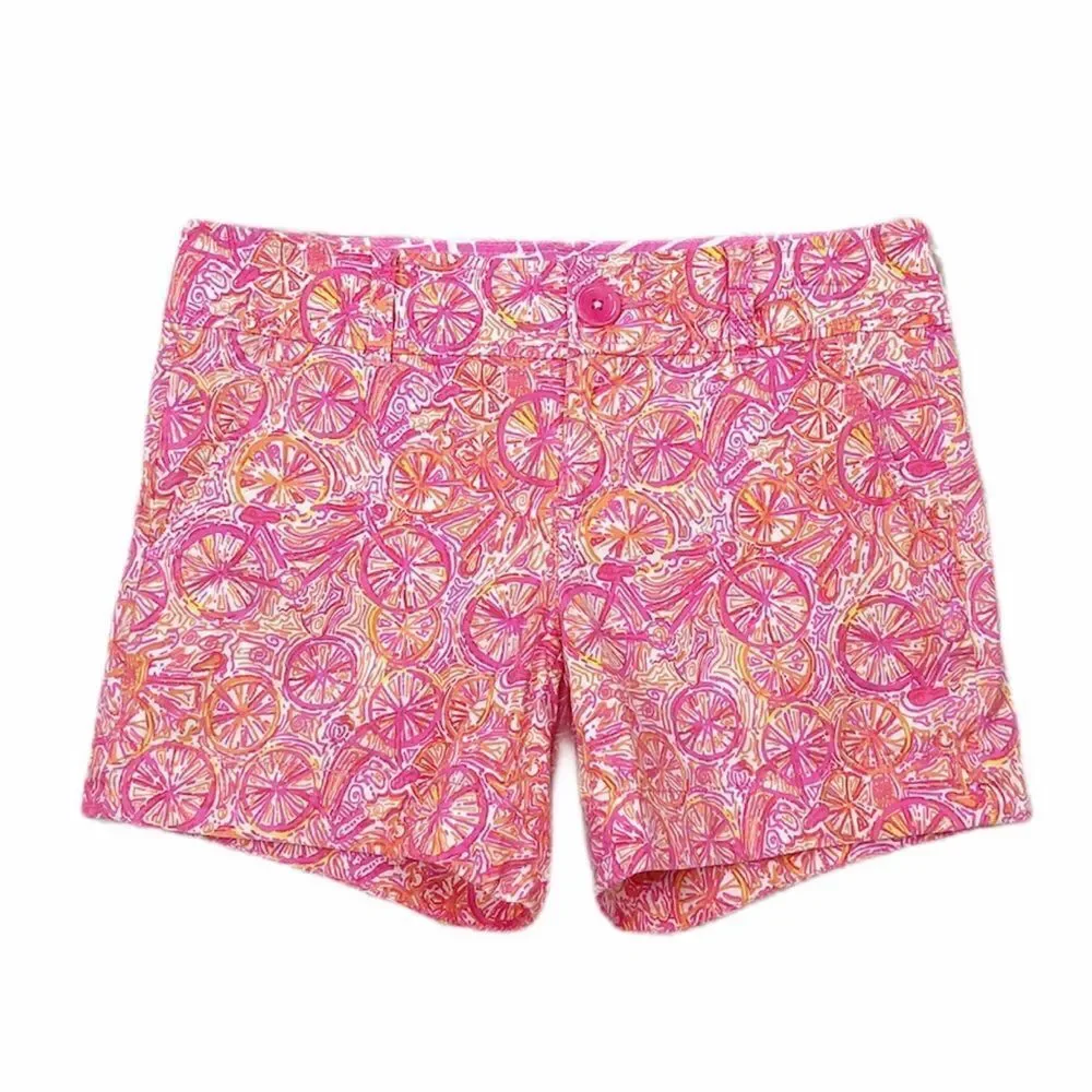 Lilly Pulitzer Callahan Shorts Ten Speed Bicycle Pink Orange‎ Slice Print Size 0