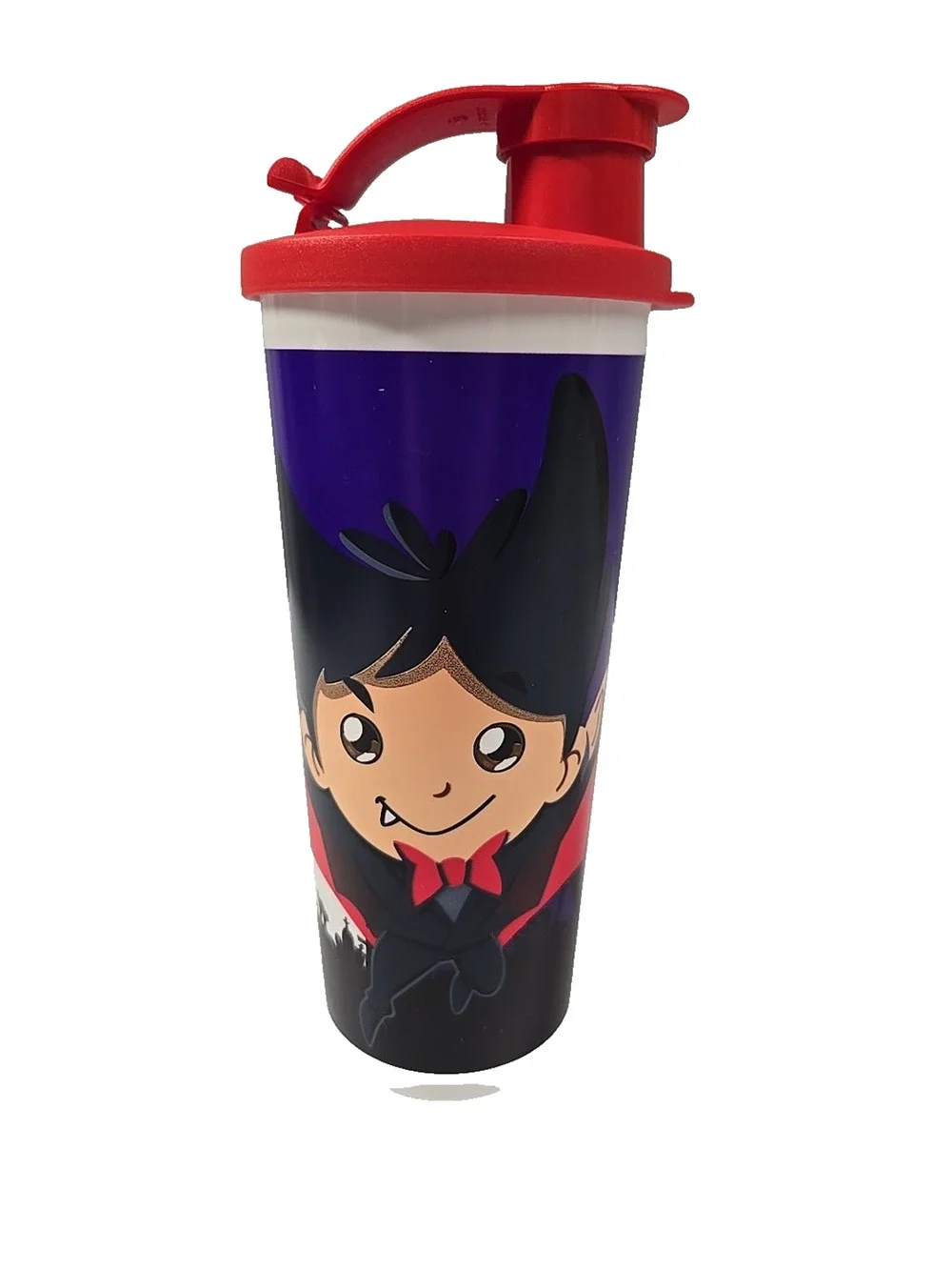 Tupperware Tumbler 16oz Halloween Vampire Purple Flip Top New Open