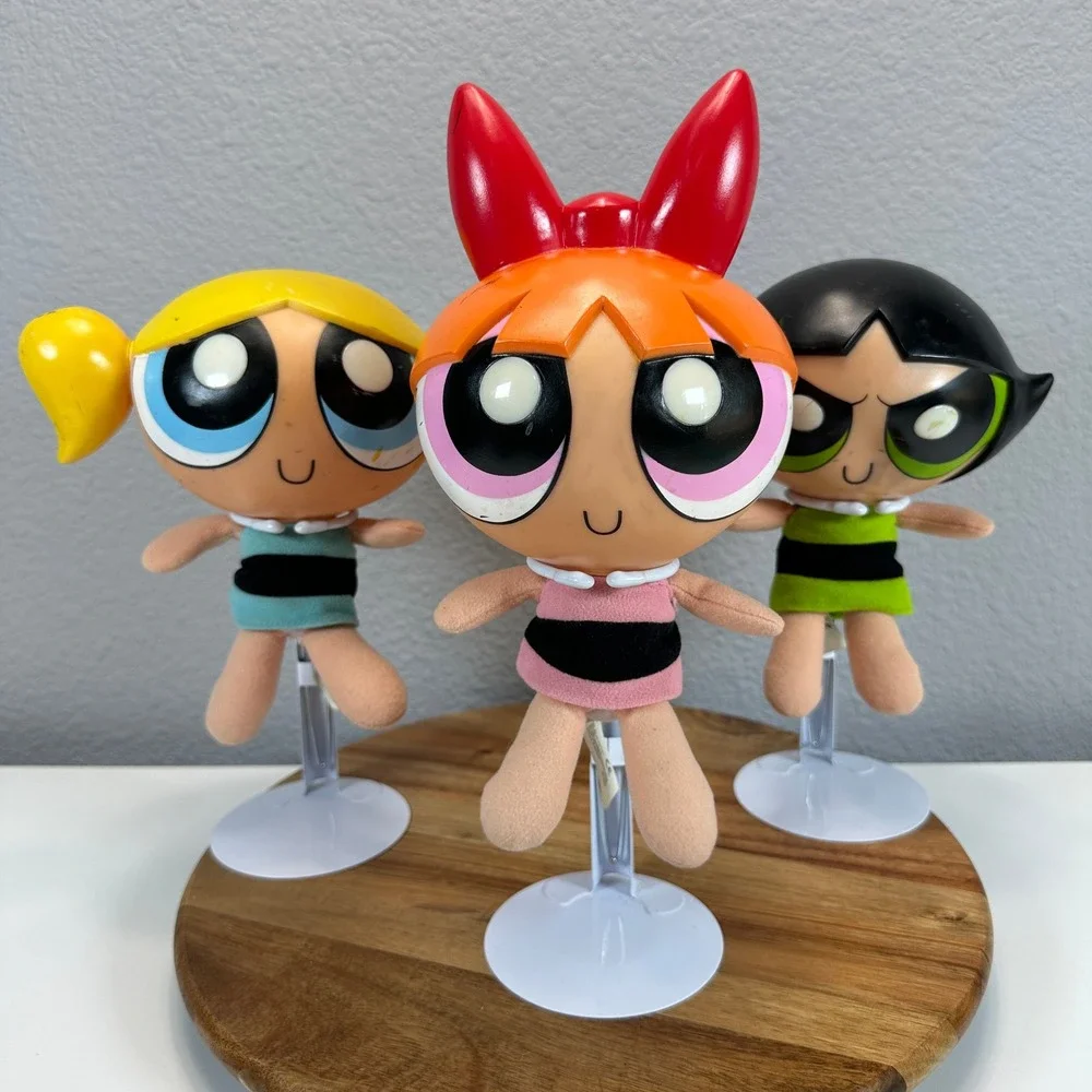 VTG Powerpuff Girls Super Sound Plush‎ Hard Head Doll Blossom Bubbles Buttercup