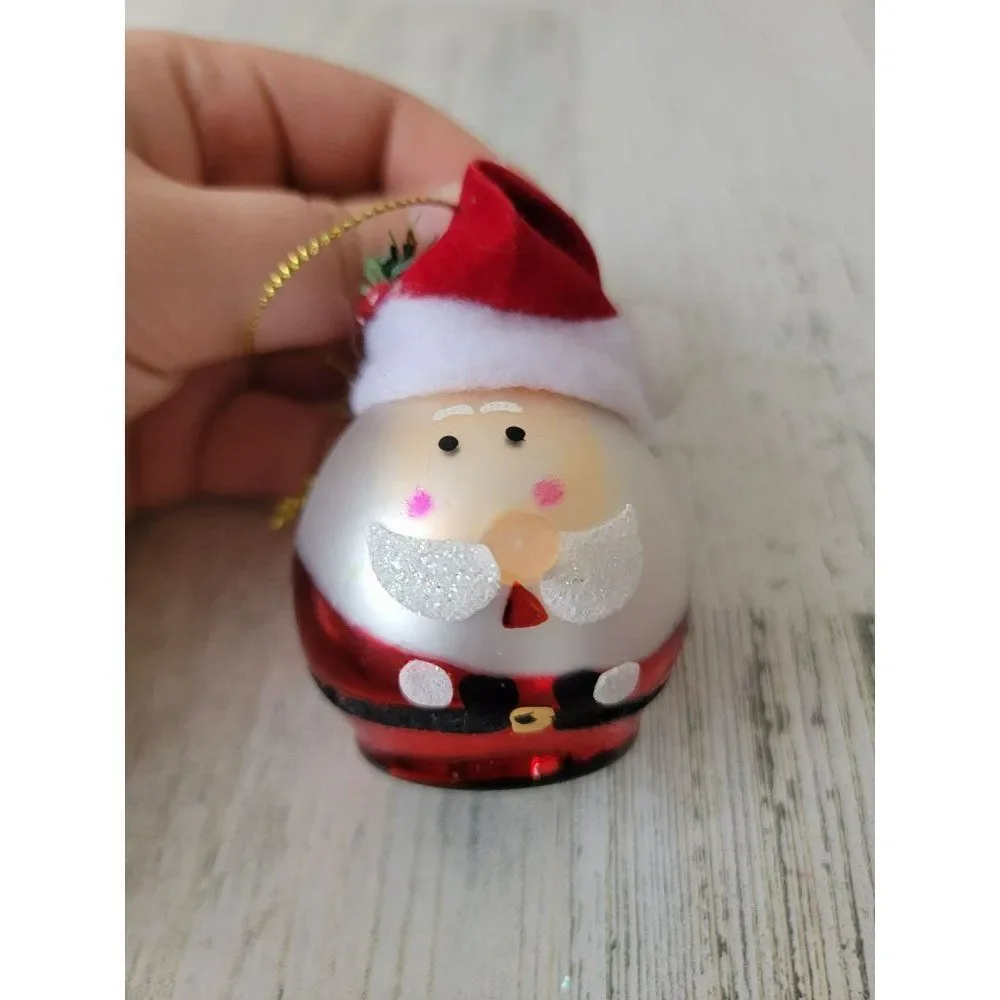 Santa Claus blown glass glitter‎ ornament Xmas decor