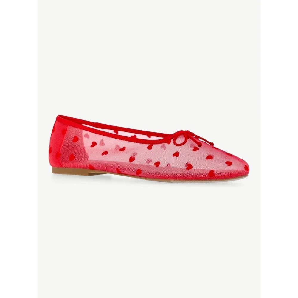 No Boundaries Womens Mesh Ballet‎ Flats Slip On Shoes Hearts Breathable Size 9