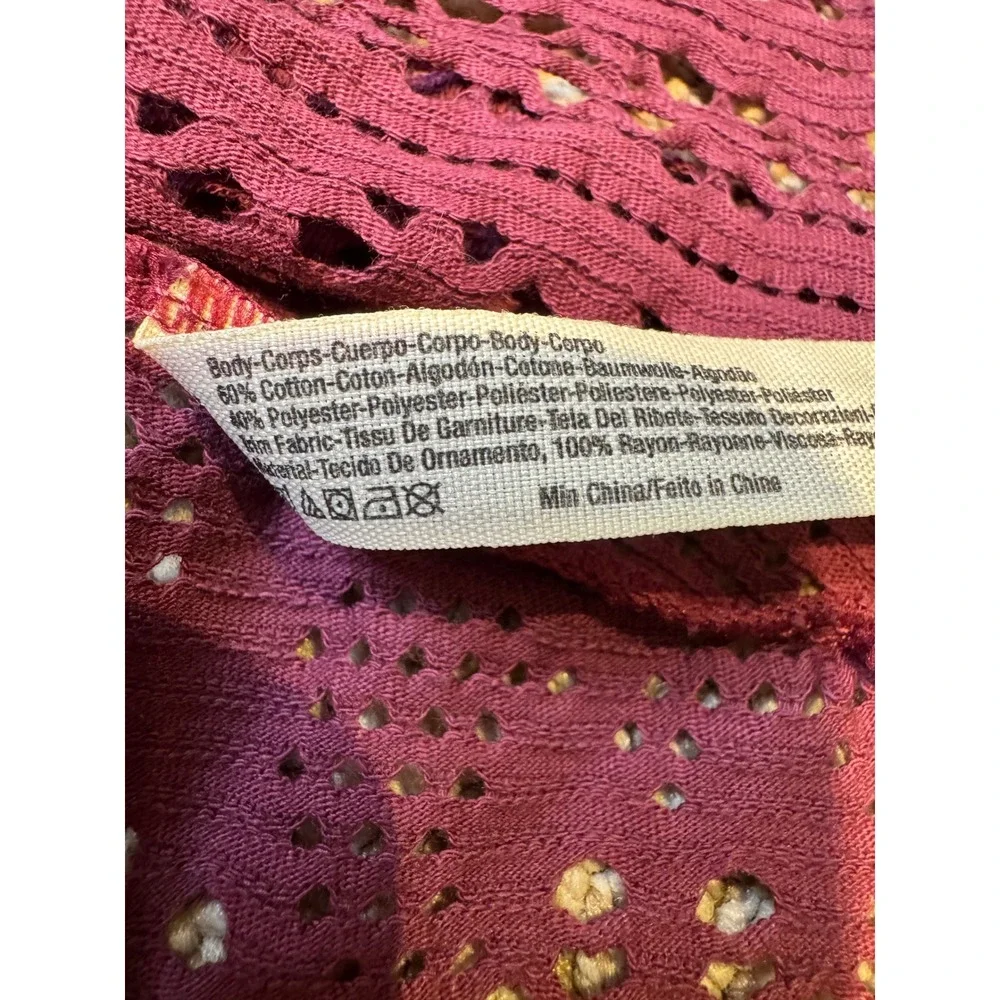Free‎ People Beach Plum Purple Eyelet Lace Off The Shoulder Crop Top Womens Med