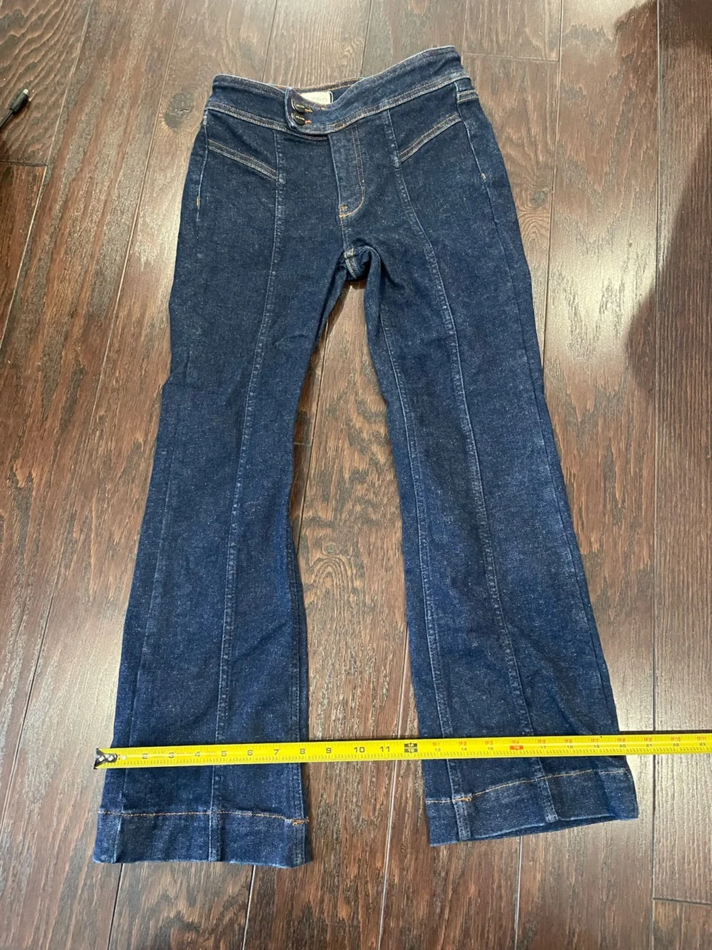 ANTHROPOLOGIE Pilcro Dark Wash Front Seam Flare Jean Women Size 26