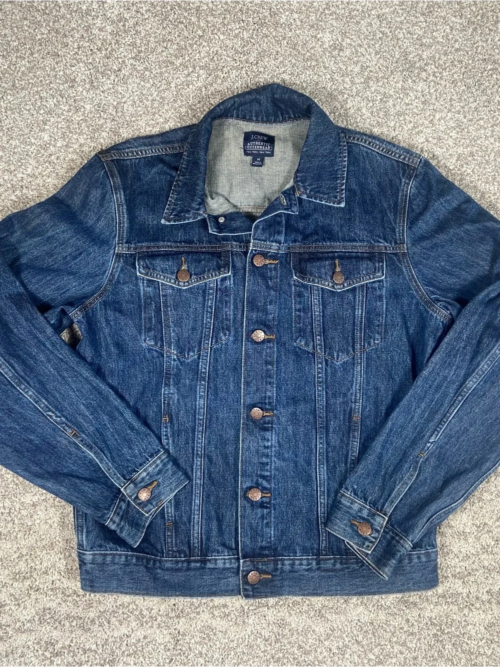 J. Crew Denim Trucker Jacket Men’s Medium Blue Authentic Outerwear Dark Wash