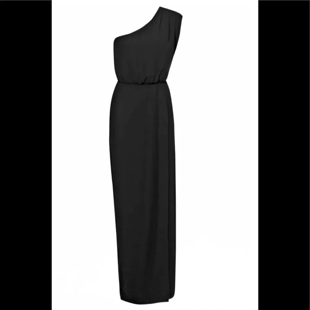 French Connection black one shoulder maxi dress 0