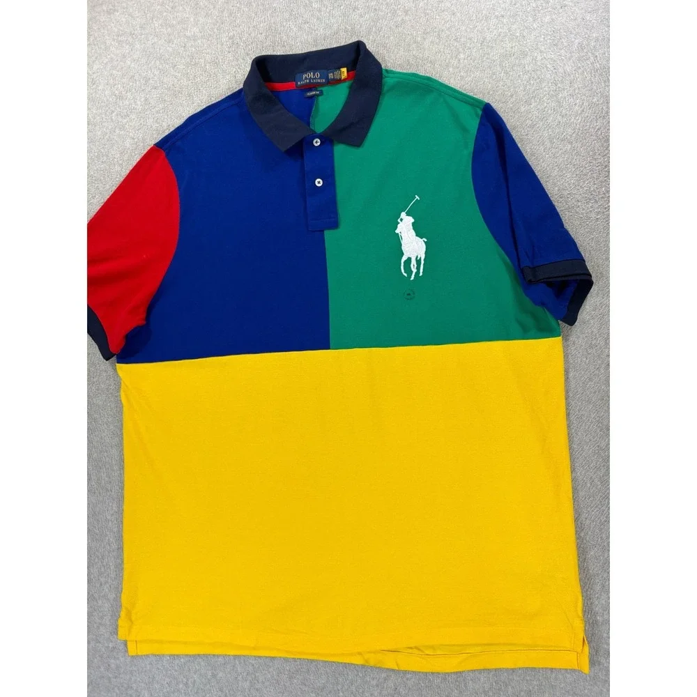 NWT Polo Ralph Lauren Color Block Short Sleeve Polo Shirt (Men's 2XL)