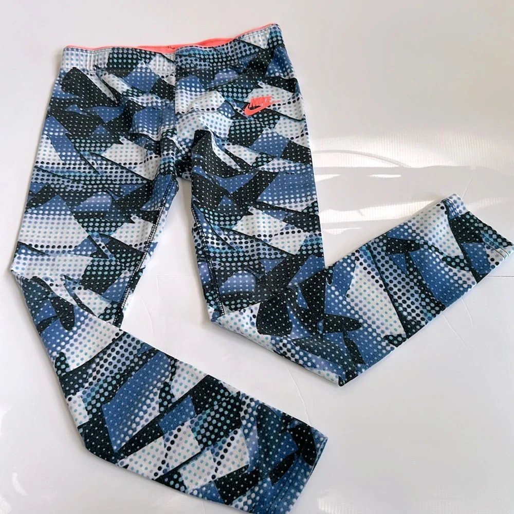 Nike Big Kids(Girl) blue print leggings‎