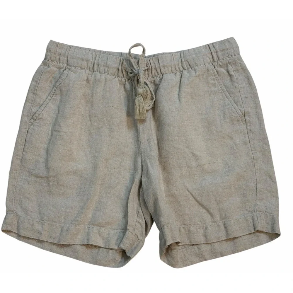 Talbots Linen Shorts Womens Size‎ Small Natural Relaxed Lagenlook Drawstring