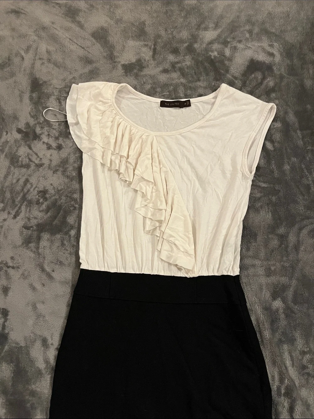 The Limited White Ruffle-Front Blouse