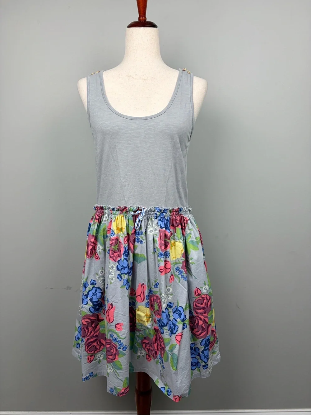 Matilda Jane Happy & Free‎ Seven Seas Dress Women’s M Gray Floral Pockets