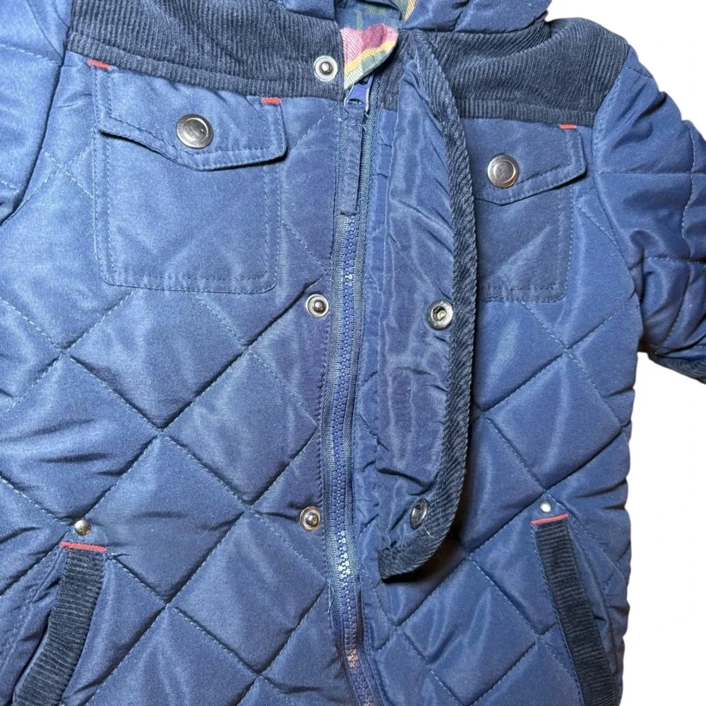 Rothschild Baby‎ Snowsuit Quilted Navy Blue Plaid Lined Hooded 3-6 Months