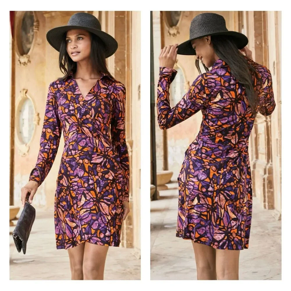 PERUVIAN CONNECTION Stella Kaleidoscopic Crossover Mini Dress, Concord, Sz XL