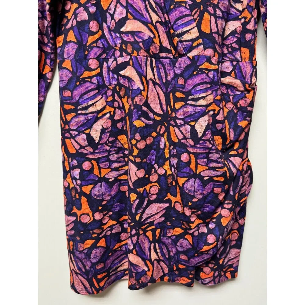 PERUVIAN CONNECTION Stella Kaleidoscopic Crossover Mini Dress, Concord, Sz XL