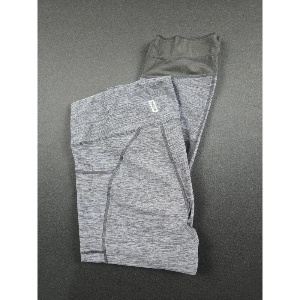 R8 Activewear Womens Grey Space Dye Mesh Panel Cropped Leggings Size M Pockets