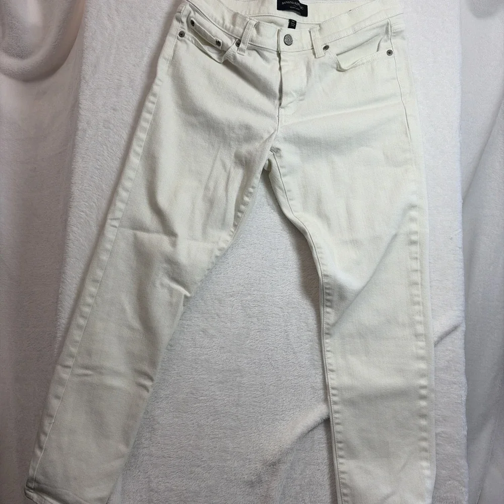 Banana Republic Women's Jeans White Skinny Crop 28/6 Mid Rise‎ Stretch Denim