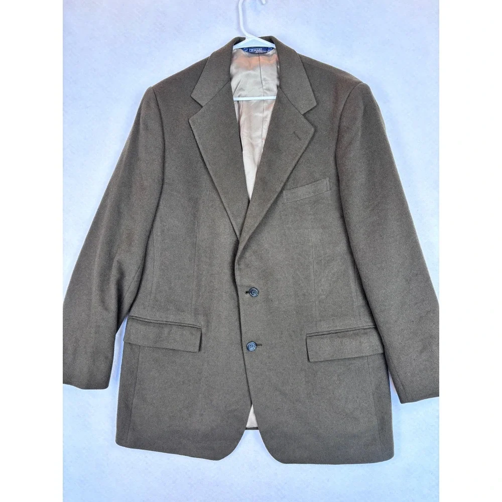 Polo Ralph Lauren 100% Camel Hair Blazer 42 Long Green Sport Coat USA Equestrian