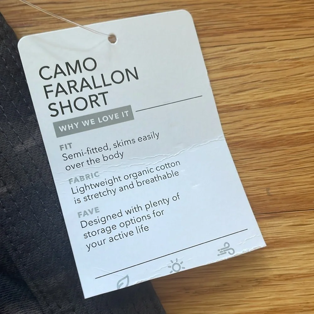 ATHLETA CAMO ELASTIC WAIST STRETCHY FARALLON SHORTS‎ SIZE 6 NWT C4