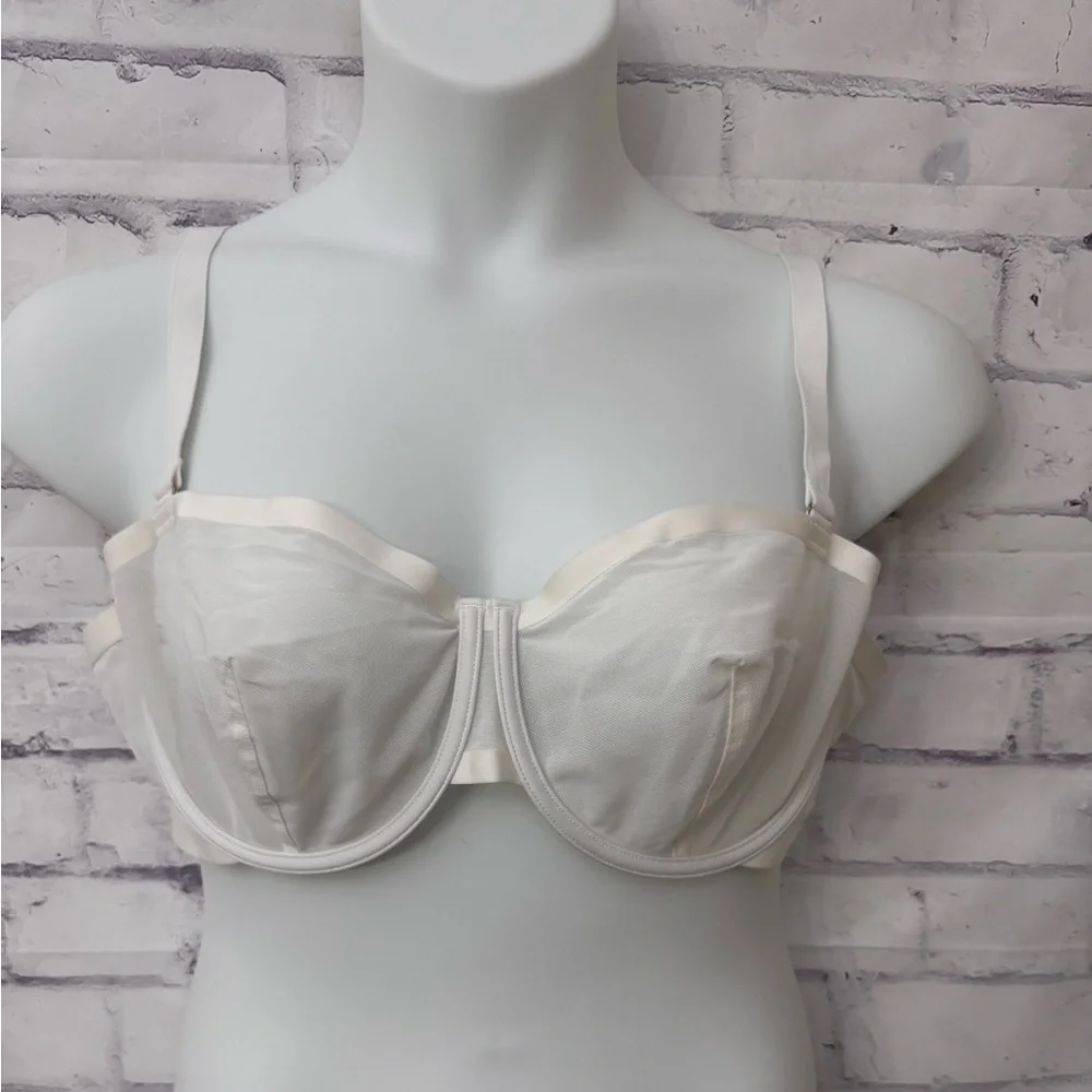 CUUP Bra 44C The Balconette Underwire Unlined Sheer Sexy‎ White Sexy