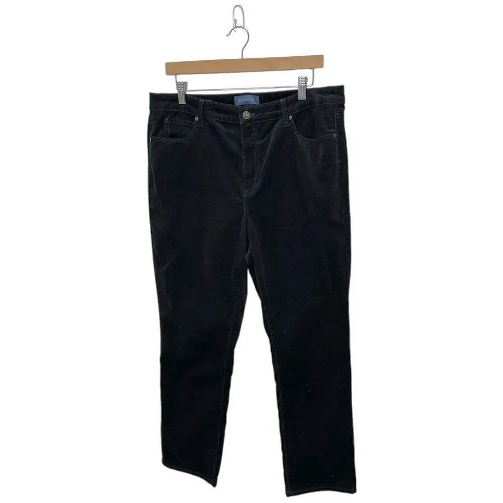 Talbots Women's Petites Black High‎ Waist Corduroy Pants Sz 14P Grunge Retro