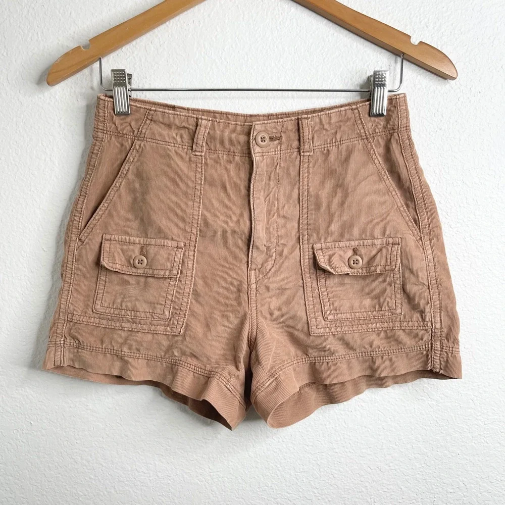 American Eagle Highest Rise 90s Boyfriend Short Corduroy Cargo Tan Brown‎ Size 0