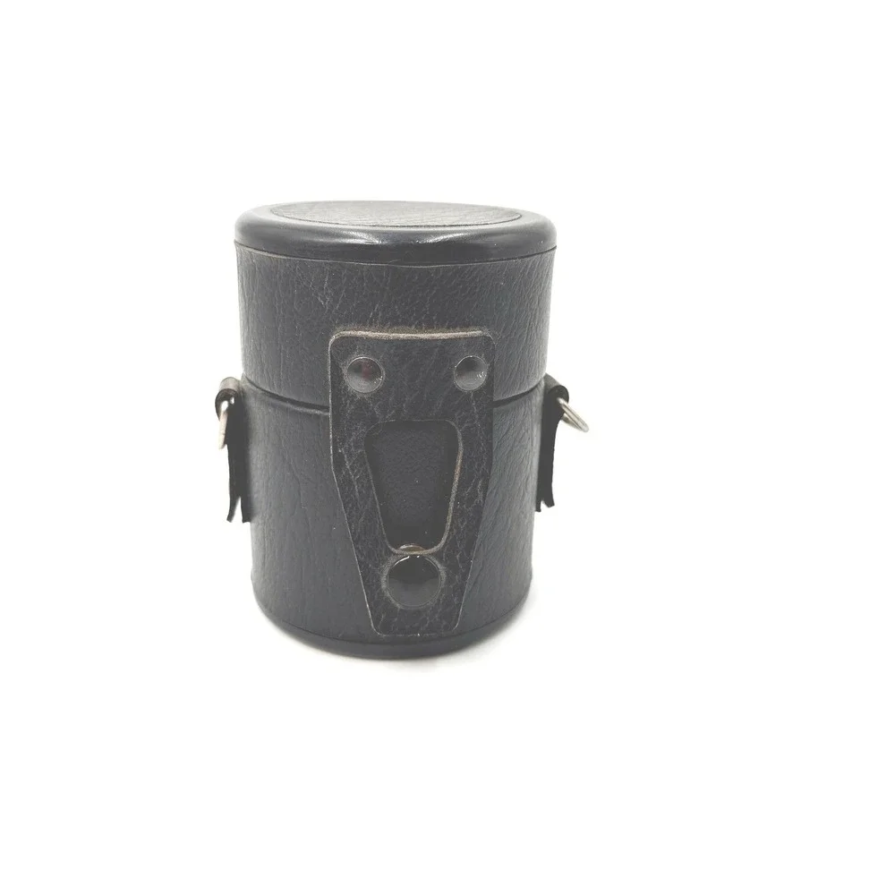 Vintage Black Faux Leather Padded‎ Camera Lens Case Cylindrical Snap Closure