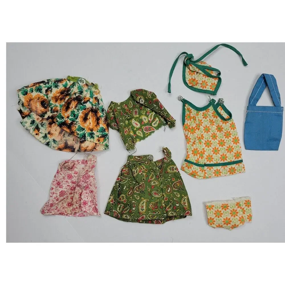 4 Handmade Barbie Sized 1-16th Scale Clothing Outfits Dress Skirt Handbag